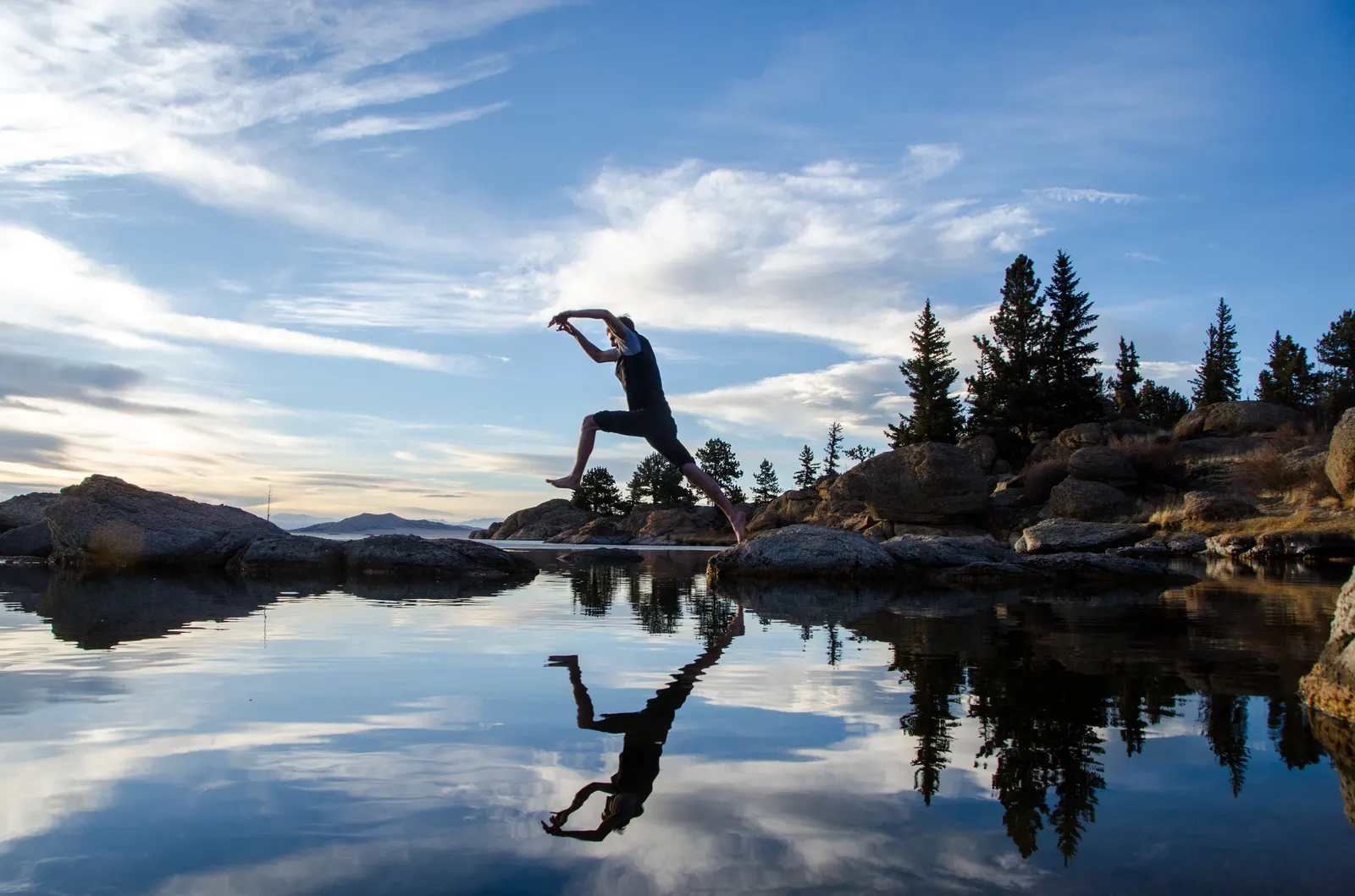 Leaping across rocks